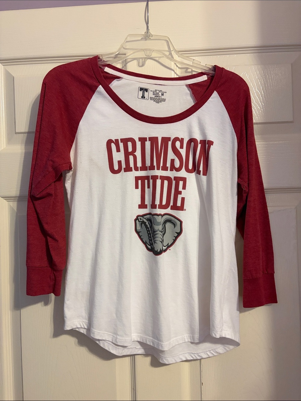 Crimson Tide Raglan Tee - White & Crimson